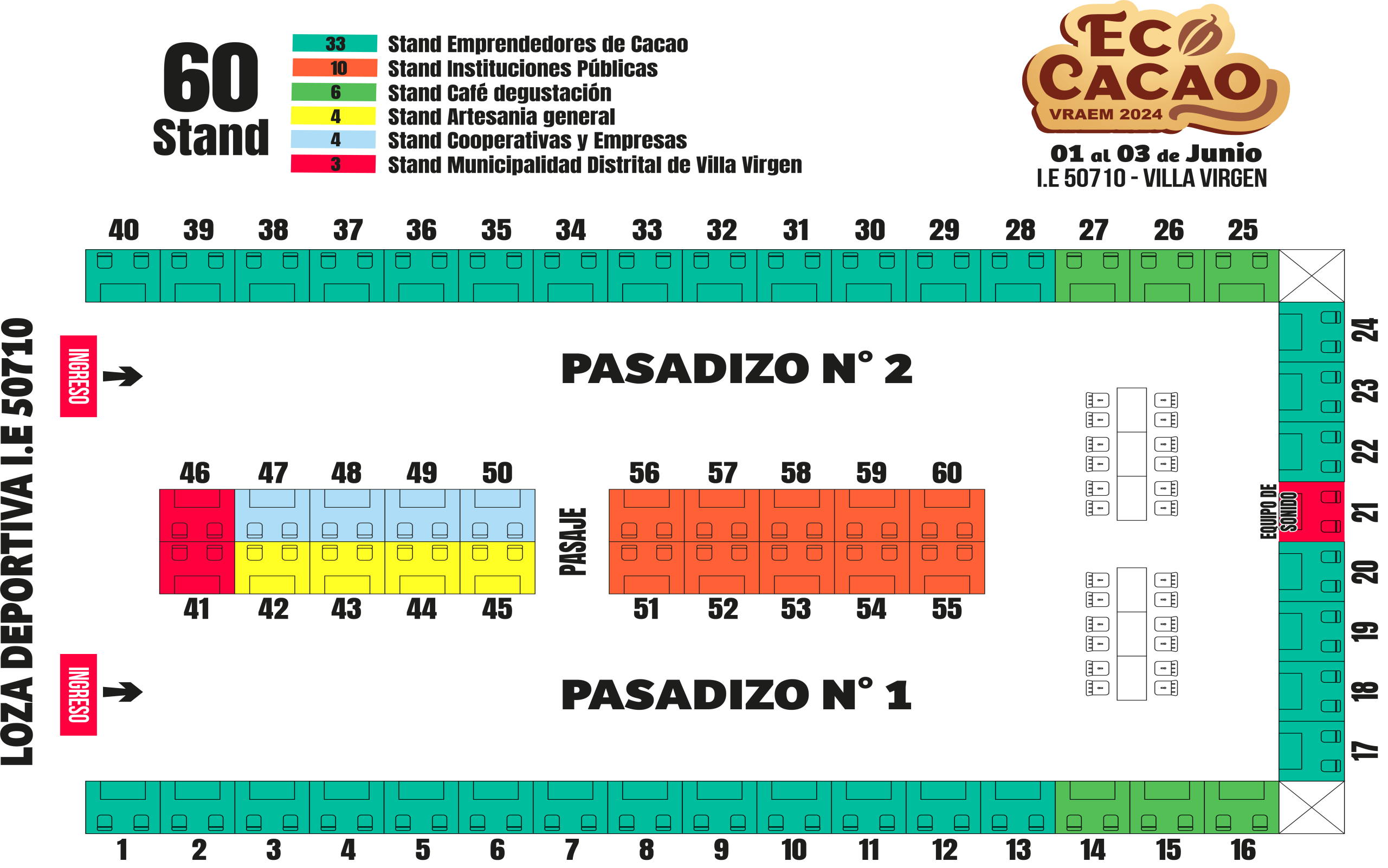 Plano de distribucion Feria Ecocacao VRAEM 2023